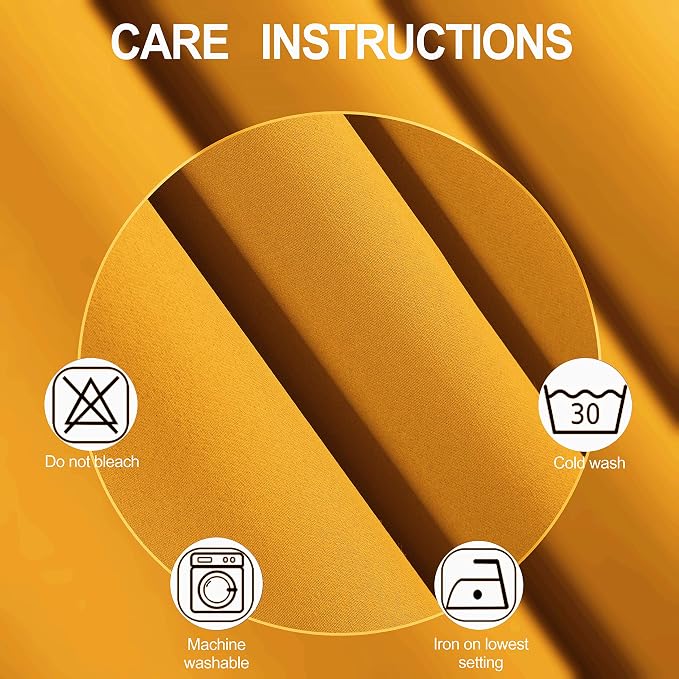 LEMOMO Yellow Thermal Blackout Curtains/42 x 63 Inch/Set of 2 Panels Room - Image 4