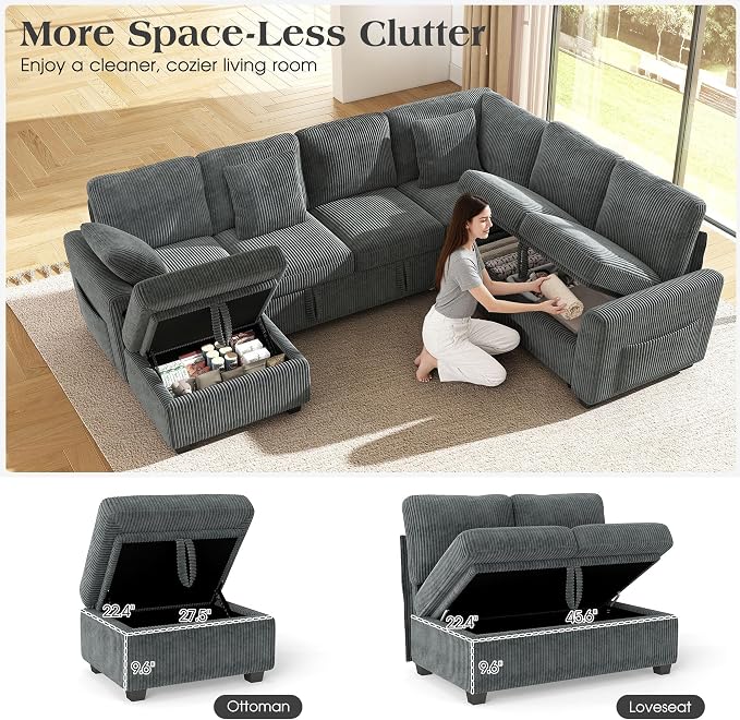 Ihanherry 7-Seater Large Sectional Sofa Bed - Image 5