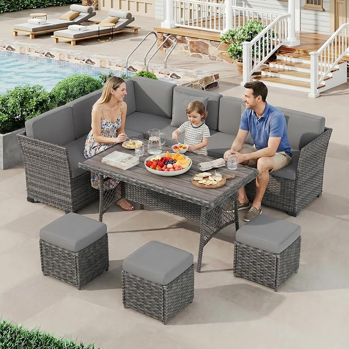 LOUVIXA 7 Pieces Patio Furniture Set, Outdoor Patio Furniture, Wicker - Image 8