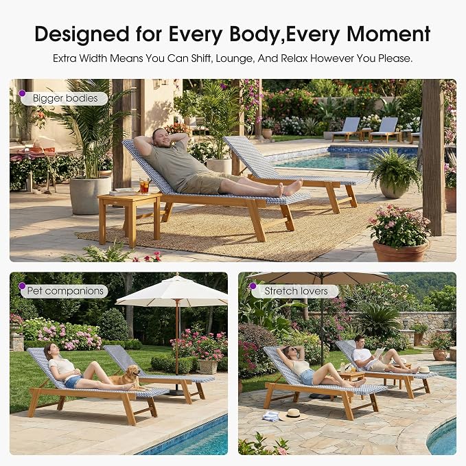 PURPLE LEAF Extra Large Patio Chaise Lounge 2 Pieces French Outdoor Wicker - Image 4