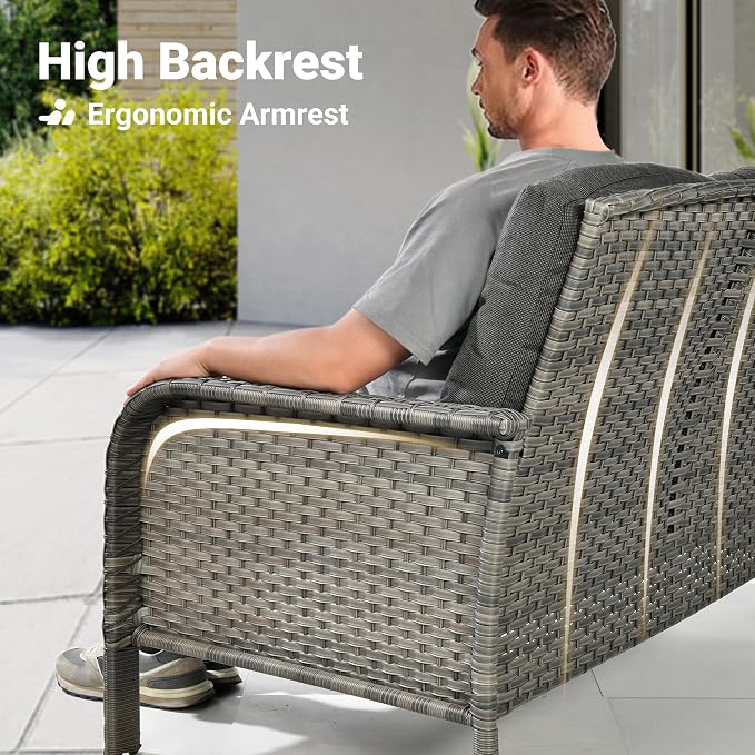 ovios 5-Piece Patio Furniture Set, Outdoor Wicker Sofa - Image 2