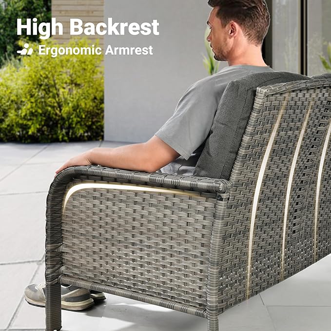 ovios 5-Piece Patio Furniture Set, Outdoor Wicker Sofa - Image 3