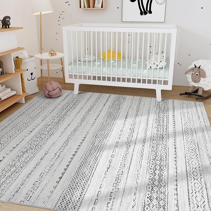Nakagishi 7x9 Area Rug Living Room: Washable Boho Large Neutral Modern Soft - Image 8