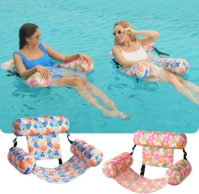 SLOOSH Inflatable Pool Floats Adult, 2 Packs Floating Lounge Chairs, Blow up - Image 2