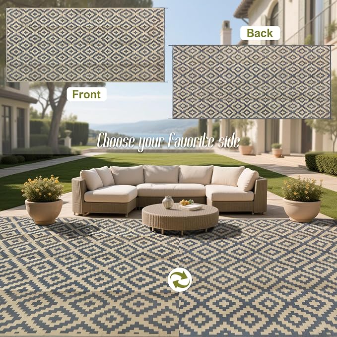 SAND MINE Reversible Mats, Plastic Straw Rug, Modern Area Rug, Large Floor Mat - Image 3