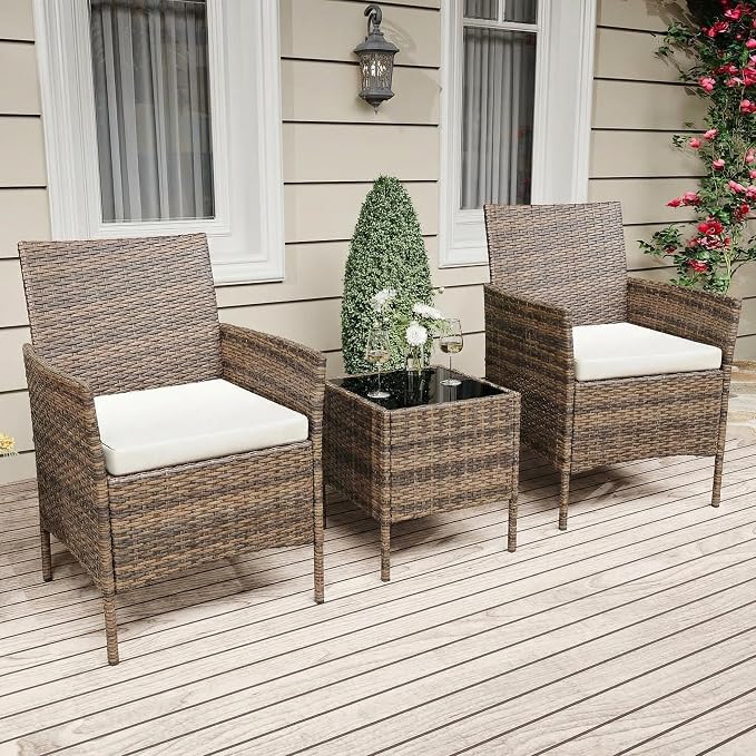GarveeLife 3 Piece Patio Furniture Set, Rattan Outdoor Furniture - Image 6