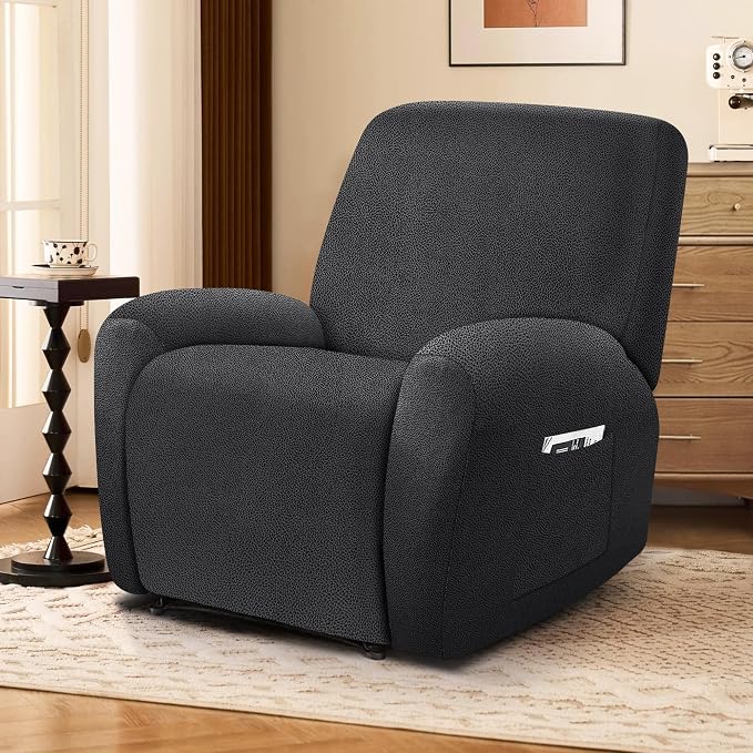 ANARACHON Leather Look Recliner Chair Covers, 4-Pieces Stretch Recliner Cover - Image 6