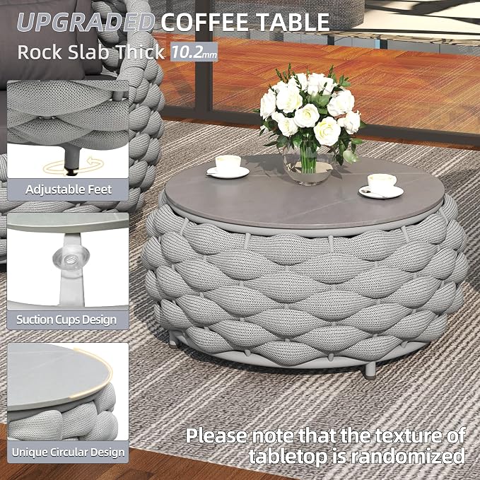 TWT 6-Piece Aluminum Patio Furniture Set, Modern Outdoor Conversation Set - Image 6