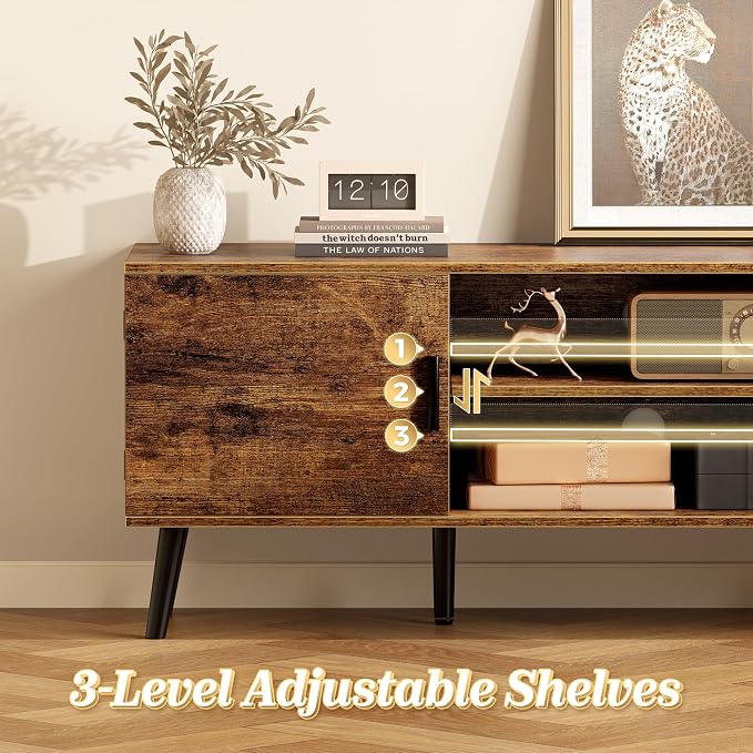 SUPERJARE TV Stand for 55 Inch TV, Entertainment Center - Image 4
