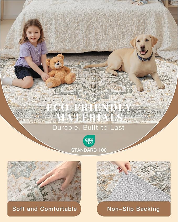 Madane Runner Rug 2x8, Washable Hallway Runner Rugs, Non-Slip Low-Pile Soft - Image 5