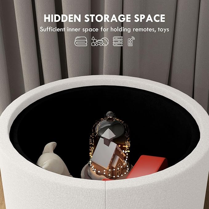 HOMCOM Round Storage Ottoman - Image 5