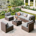 Qsun 7 Pieces Outdoor Patio Furniture Set, PE Rattan Outdoor Wicker Sectional by Qsun