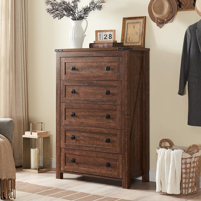 T4TREAM Farmhouse 5 Drawers Dresser Chests - Image 7