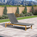 PURPLE LEAF Patio Chaise Lounge French Outdoor Lounger 1 Piece Wood-Grain by PURPLELEAF