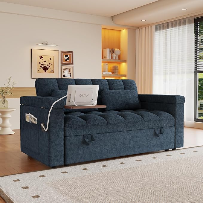 3 in 1 Convertible Sleeper Sofa, 65in Sleeper Couch - Image 3