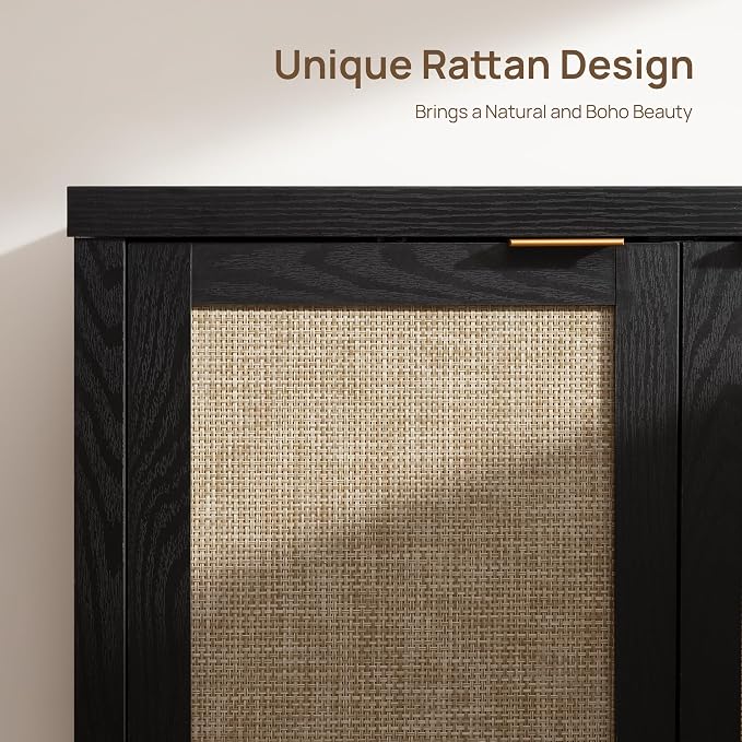 SICOTAS Rattan Sideboard Buffet Storage Cabinet - Image 3