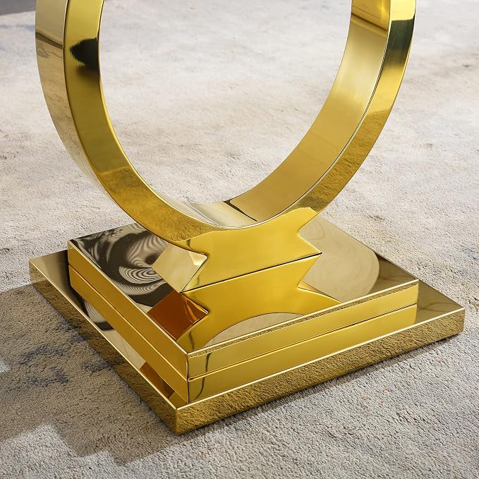 Henf Marble End Table Modern White Faux Marble Sofa Side Table - Image 9