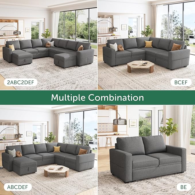 HONBAY Modular Sectional Sleeper Sofa Bed, Sectional Couch - Image 4