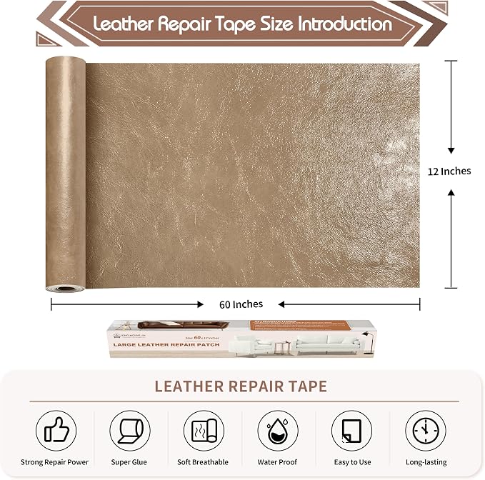 KING MOUNTAIN Leather Repair Patch, 12 x 60 Inches self Adhesive Leather Repair - Image 4