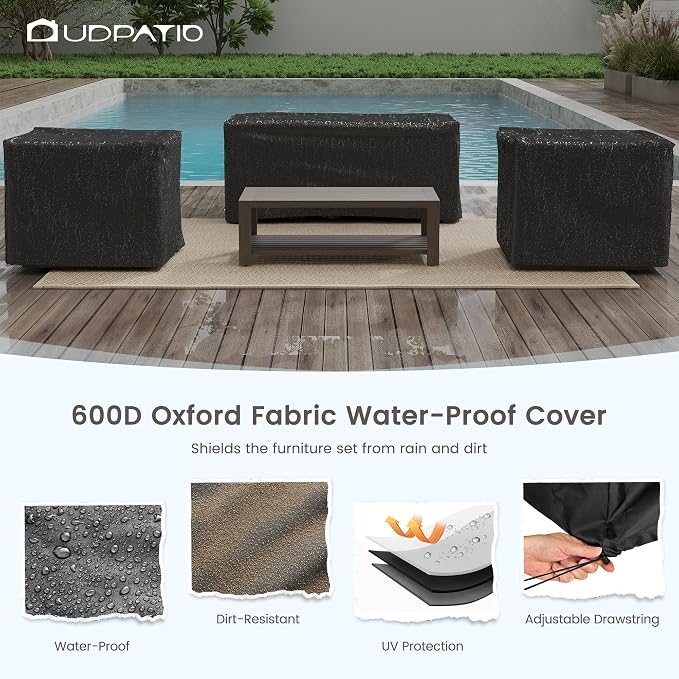 UDPATIO Aluminum Patio Furniture Set, Faux Wood Grain Modern Outdoor Furniture - Image 9