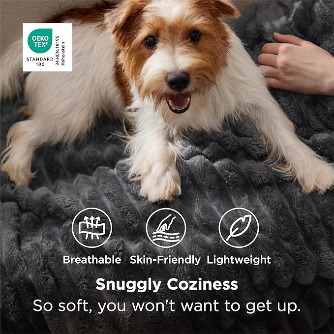 Bedsure Grey Fleece Throw Blanket - Image 2
