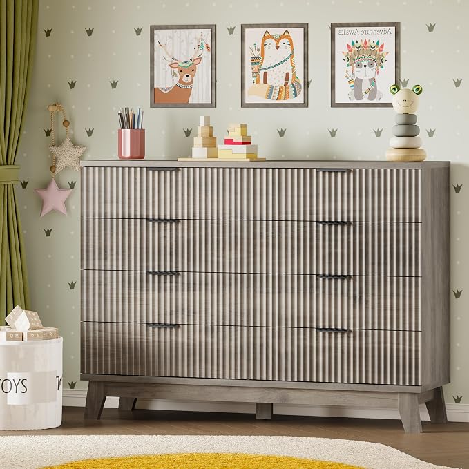 BORNOON 53" Tall Dresser for Bedroom, 8-Drawer Fluted Chest of Drawers - Image 8