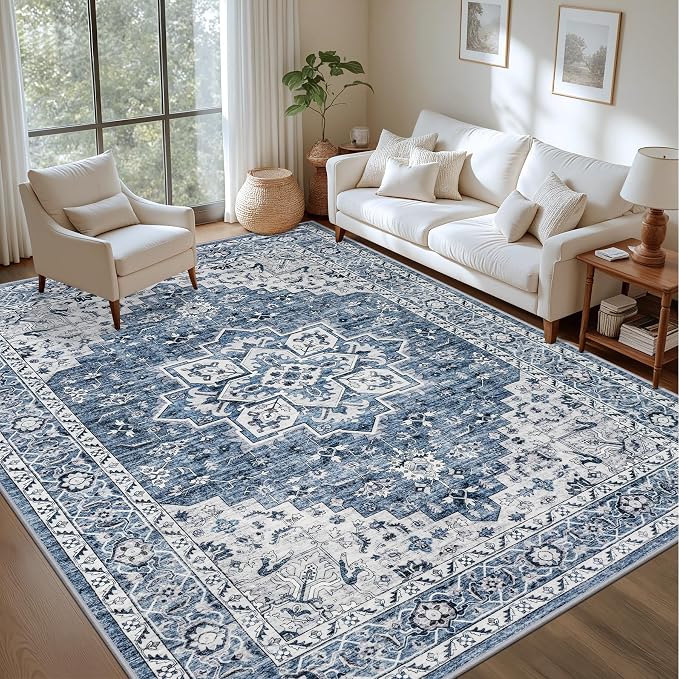 4x6 Area Rugs for Living Room: Washable Rug Soft Vintage Boho Medallion Carpet - Image 2