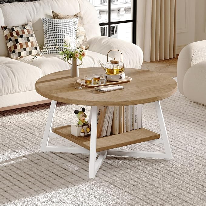 Coffee Table for Living Room, Round Coffee Table, Small Circle Coffee Table - Image 2