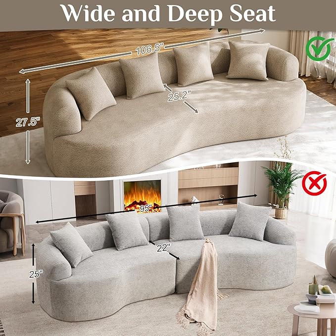 Oversized Sectional Sofa for Living Room, Modern Luxury Plush Chenille 4-Seater - Image 5