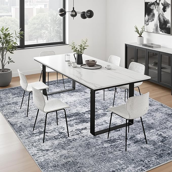 5x7 Area Rug Living Room Rug: Washable Modern Abstract Soft Thin Rug Indoor - Image 5