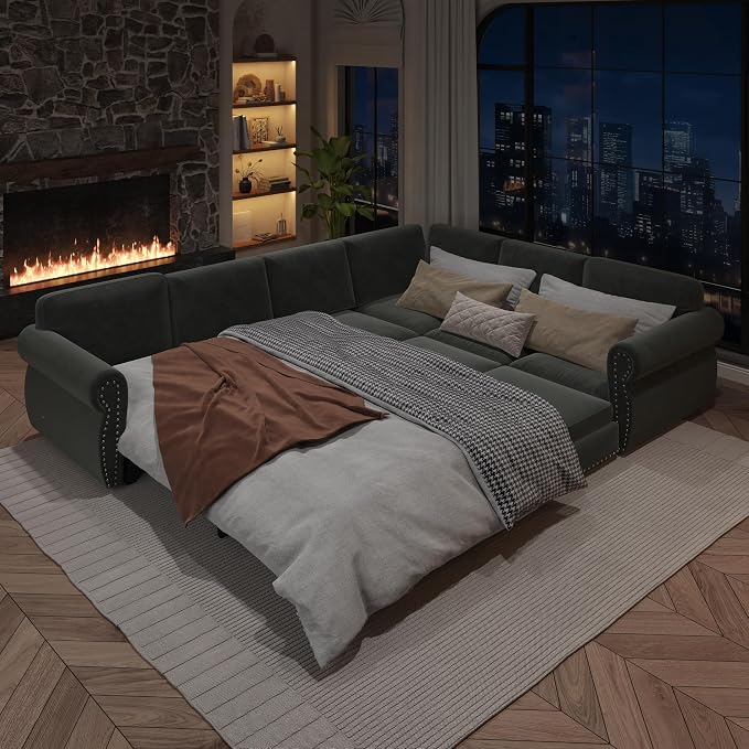 118" L-Shaped Sleeper Couch Bed - Image 6