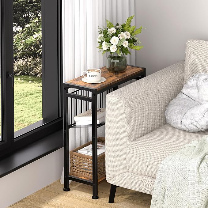 Small Side Table Set of 2 for Small Space, 3-Tier Narrow End Table - Image 5