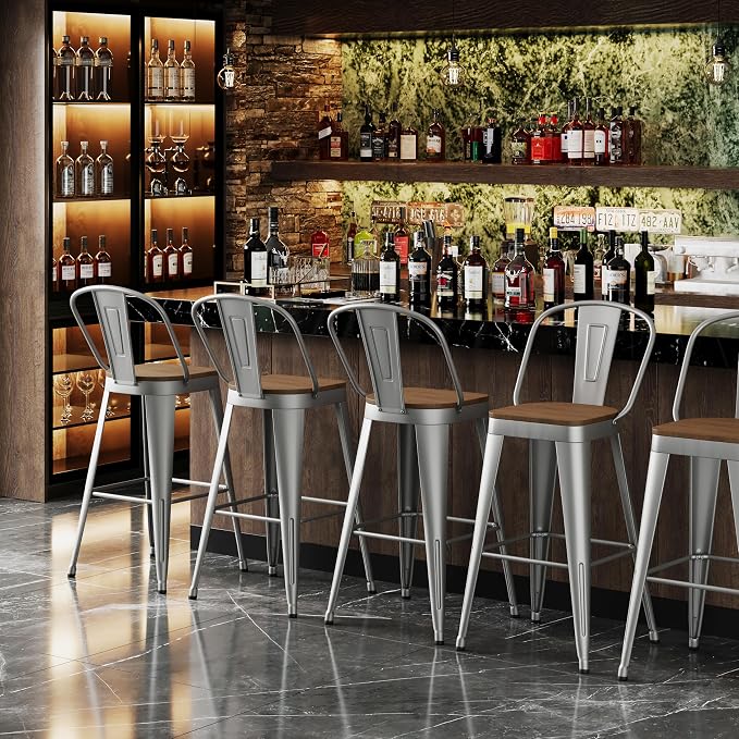 Andeworld Metal Bar Stools Set of 4, 24 inch Counter Height Barstools - Image 7