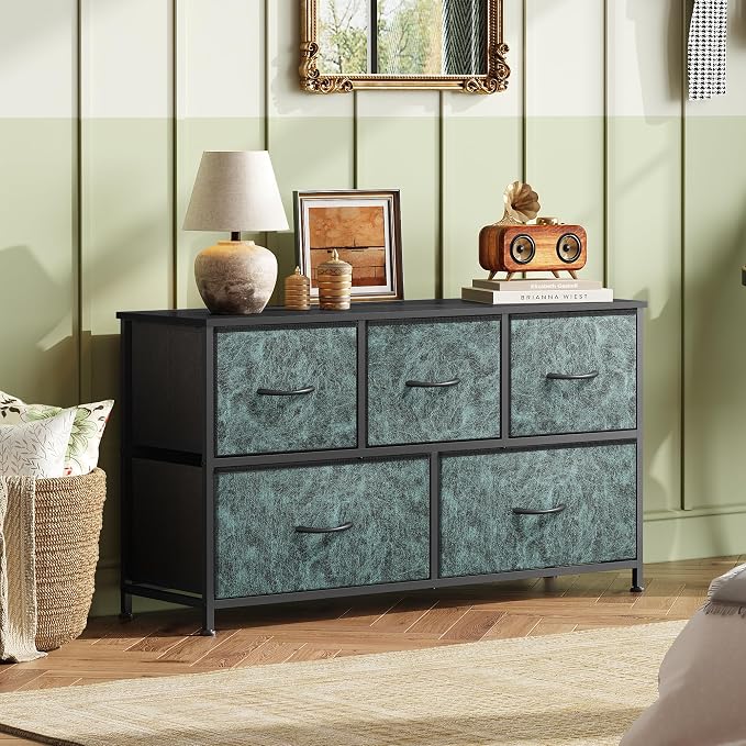 WLIVE Dresser for Bedroom with 5 Drawers, Wide Chest of Drawers, Fabric Dresser - Image 8