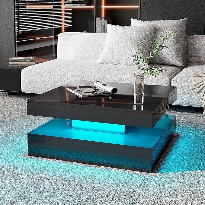 HedoAjim Black LED Coffee Table by HedoAjim