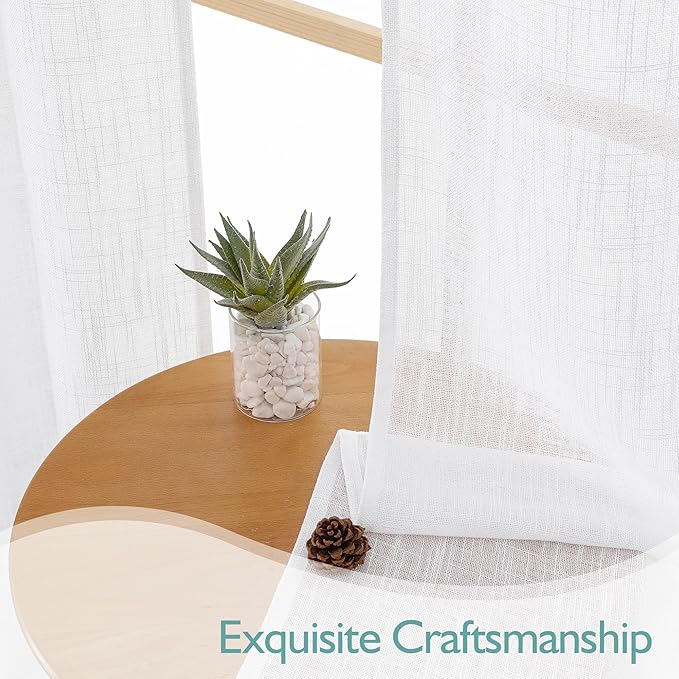 Chyhomenyc Extra Long White Semi Sheer Curtains 108 Inches Long 2 Panels Set - Image 6