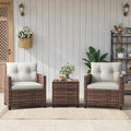 3-Piece Patio Furniture Set, Outdoor PE Rattan Chair by GAOMON