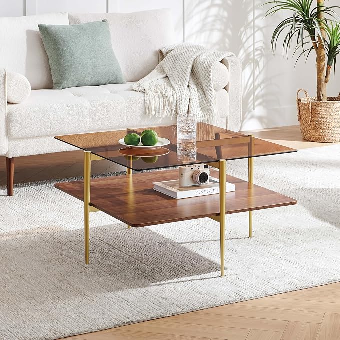 LumFurn Square Coffee Table, Mid-Century Modern Design, L30 x W30 x H17 Inch - Image 3