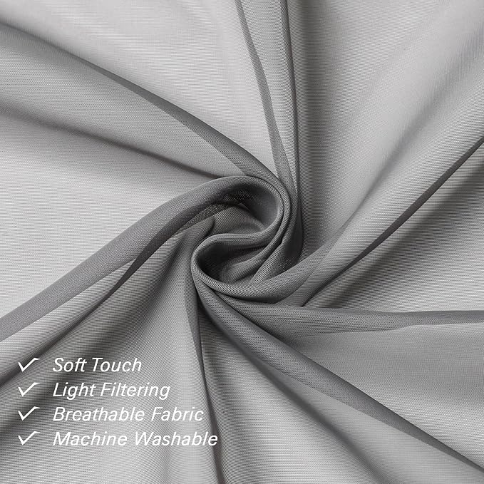 Lecloud Charcoal Grey Sheer Valances - Image 3