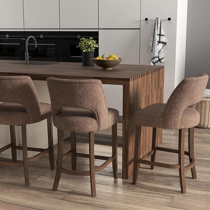 VKNOW Bar Stools Set of 4, Upholstered Counter Height Bar Stools, Modern - Image 4