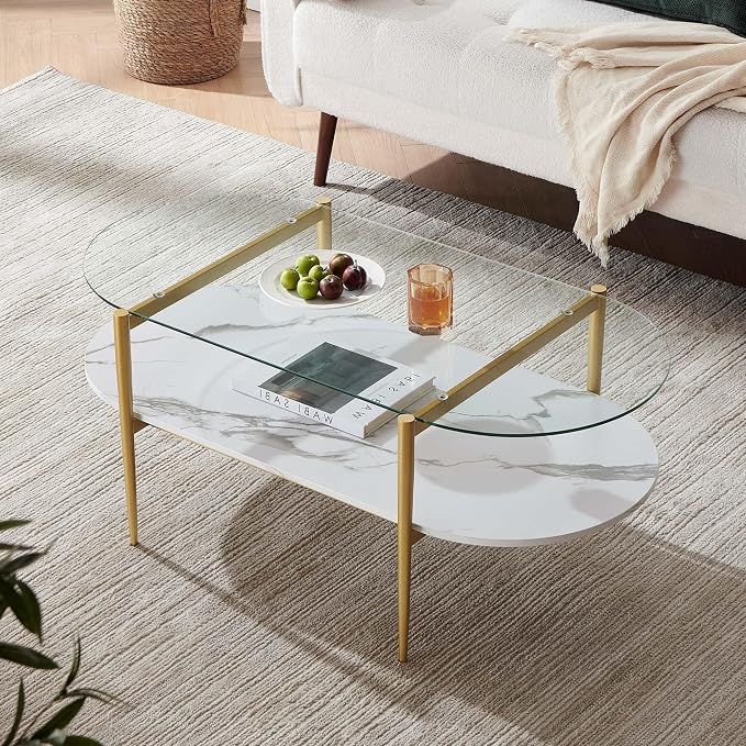 LumFurn Oval Coffee Table, Mid-Century Modern Design, L41 x W21 x H17 inch by LumFurn