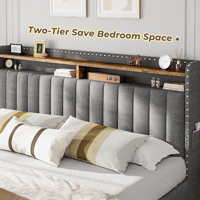 EnHomee Upholstered King Size Bed Frame - Image 4
