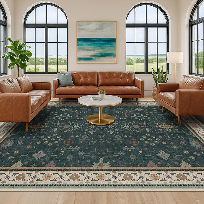 Hazo Haus Dark Green Oushak Living Room Rug 10x14 - Image 4
