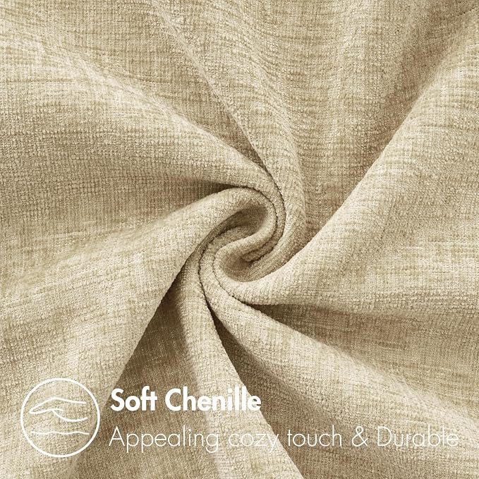 MIULEE Pack of 2 Beige Throw Pillow Covers 20x20 Inch Soft Chenille Pillow - Image 2