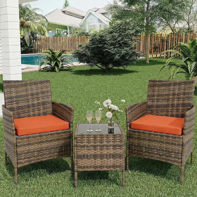 GarveeLife 3 Piece Patio Furniture Set, Rattan Outdoor Furniture - Image 7