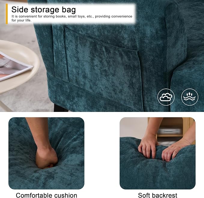 Chaise Lounge Chair Indoor, 59.8" Oversized Couch Reading Chairs, Chenille - Image 4