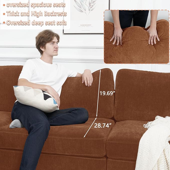 EASE MOOSE Oversized L Shape Sectional Couch, Extra Large Deep seat Brown - Image 5