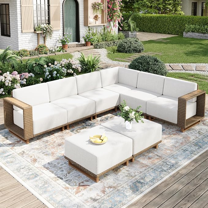 MIXPATIO 8 Pieces Outdoor Patio Furniture Set, Sectional Patio Conversation Set by MIXPATIO