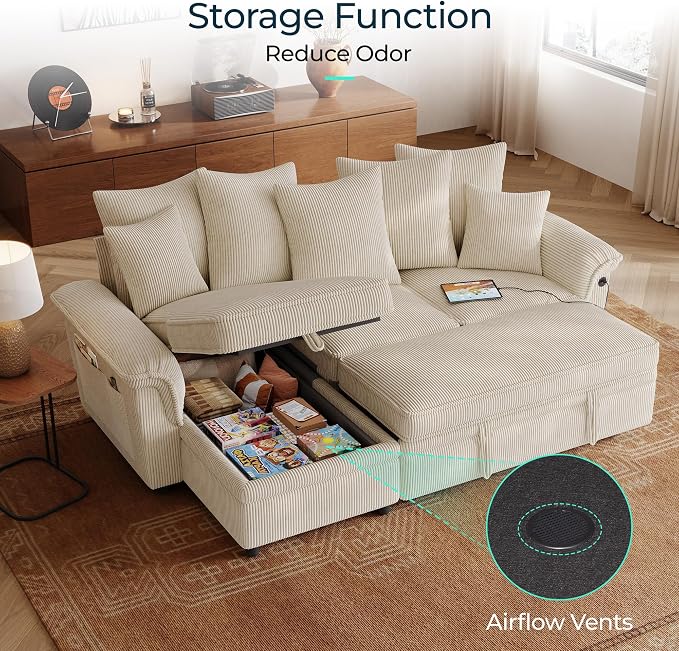 LINSY HOME 90.5'' Sectional Sleeper Sofa - Image 7