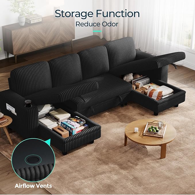 LINSY HOME Sectional Sleeper Sofa Pull Out Couches - Image 5